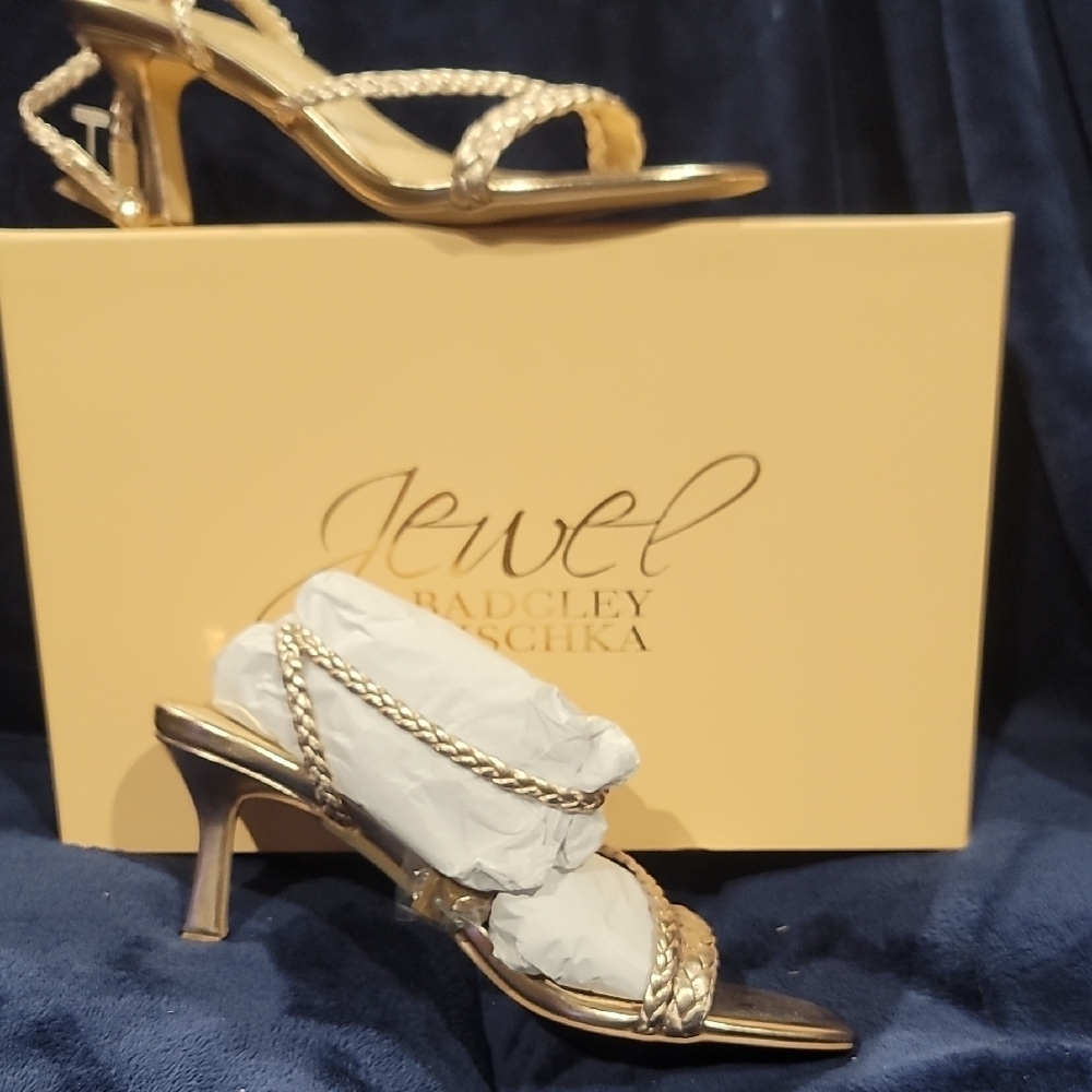 Jewel Badgley Mischka Helia Metallic Rose Gold Heels